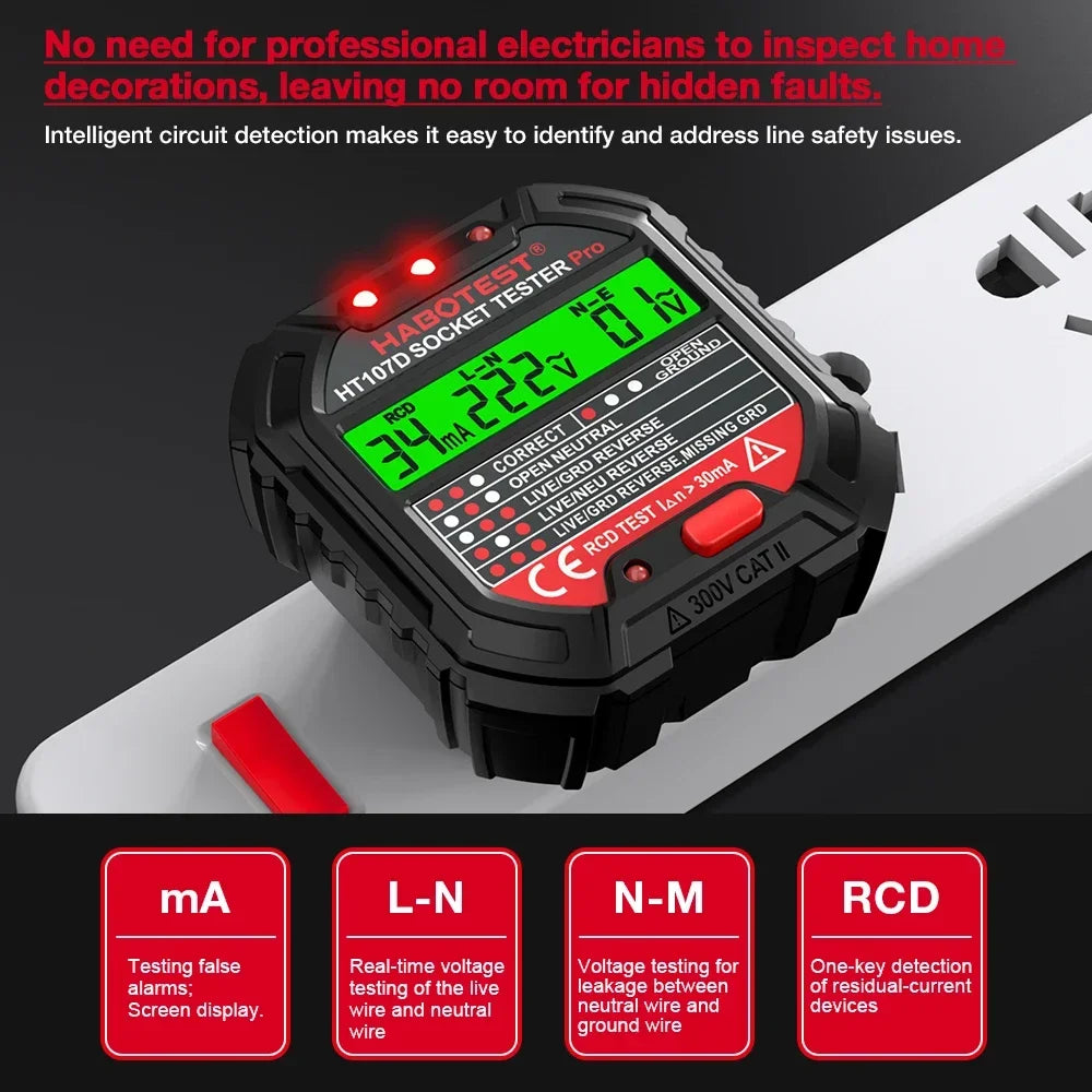 Socket Wiring Tester with Plug and Model Options