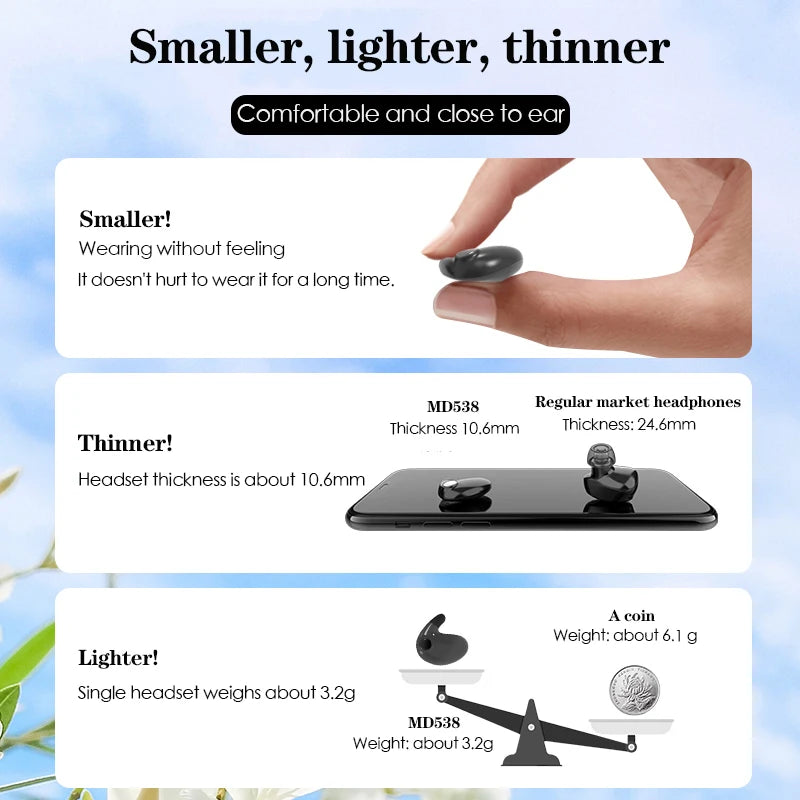 SK Ultra-tin Sleep Headphones 5.3 Wireless Bluetooth Headset Invisible Earbuds Hidden In Ear Button Sports Earphones Waterproof