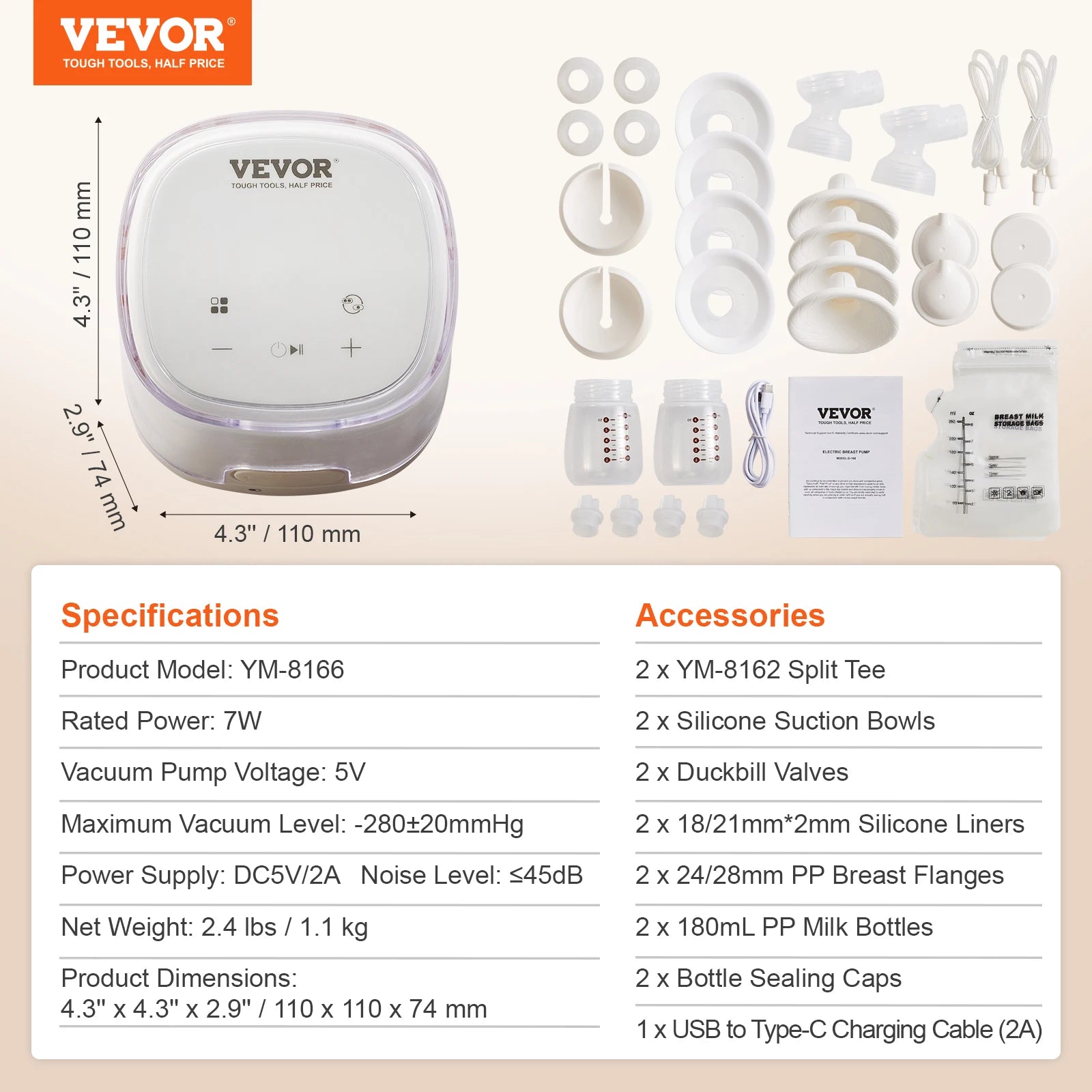 Portable Rechargeable Double Electric Breast Pump with LED Display