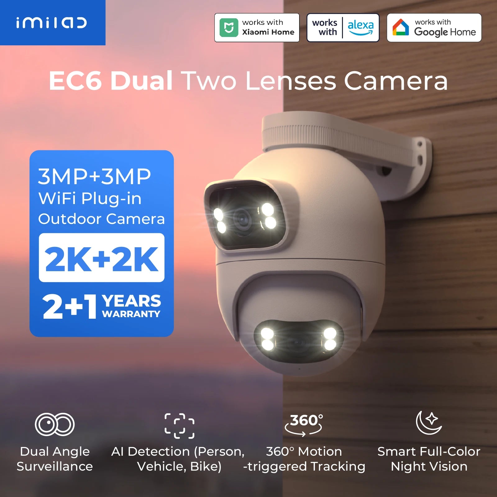 IMILAB EC6 Dual Outdoor 2K PTZ Security Camera