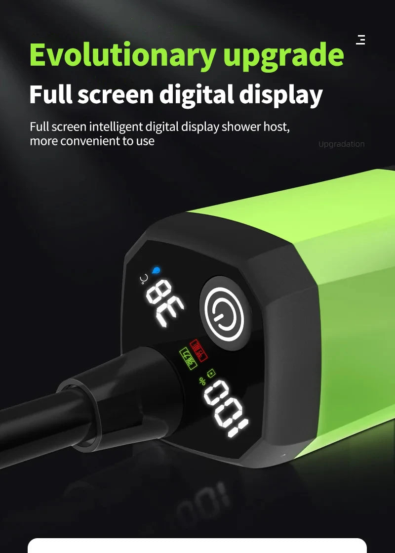 Portable Camping Shower Pump Kit with Digital Display and 6000mAh Battery