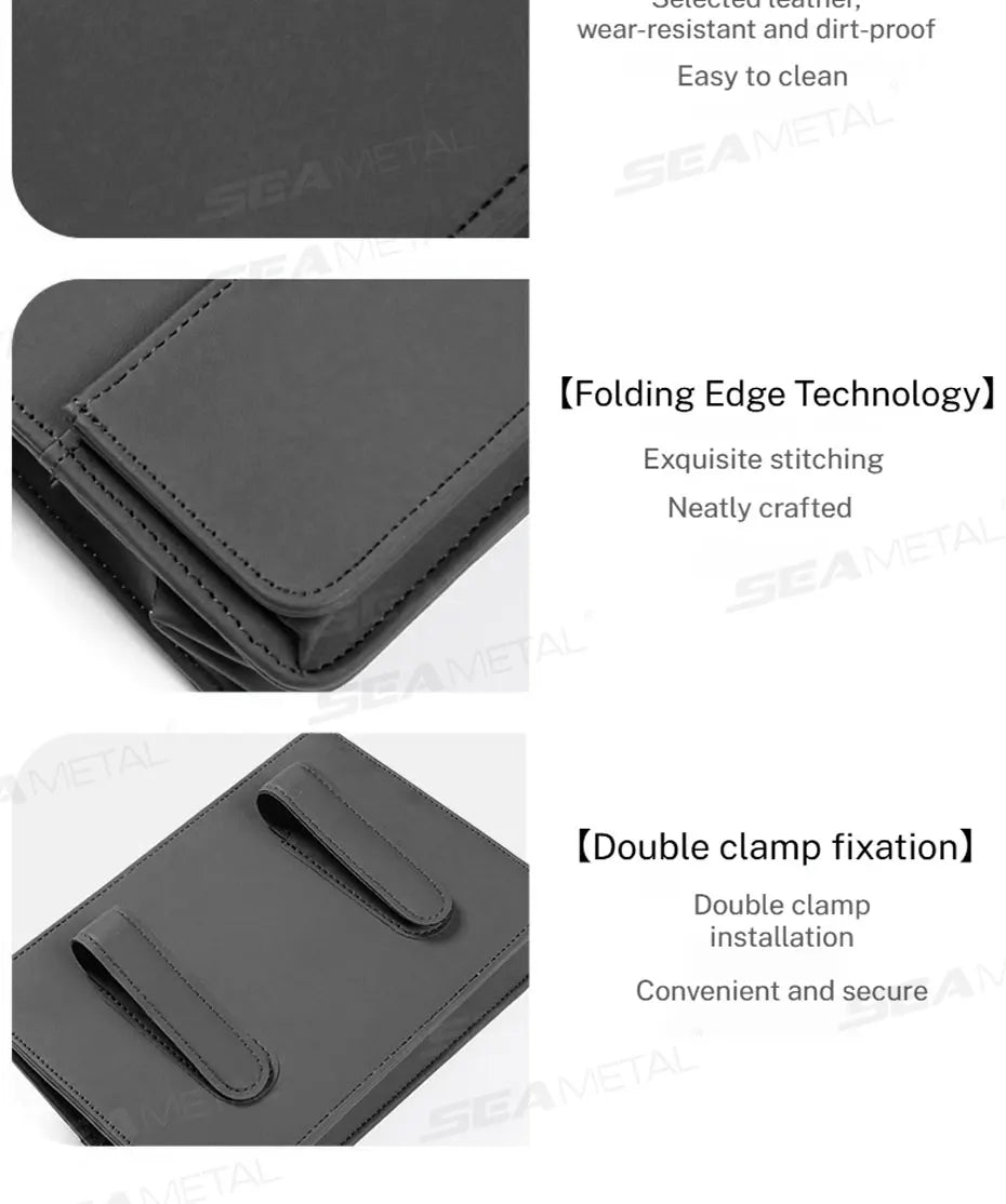 SEAMETAL Tiny Car Trash Can with Pocket Waterproof PU Leather Seat Back Storage Bag Foldable Hanging Car Organizer Dustbin Bin