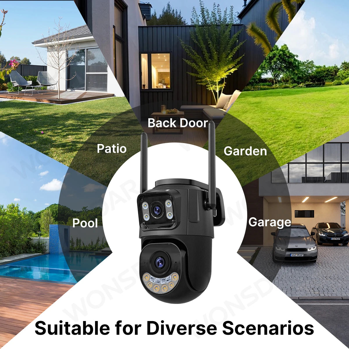 2.4GHz & 5GHz WiFi PTZ Security Camera with Smart Tracking, Night Vision, Two-Way Audio