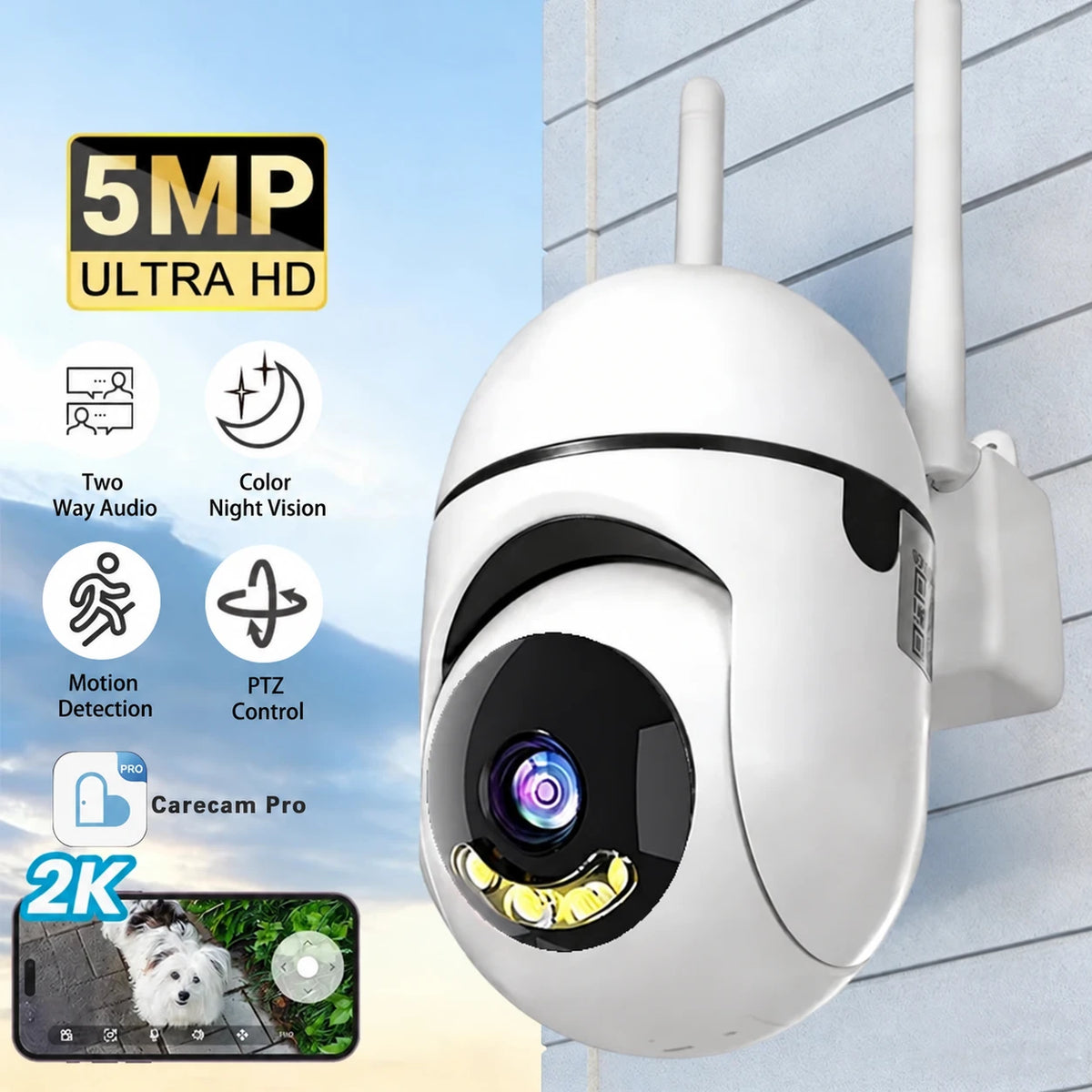 Wi-Fi охранителна камера с панорамиране и накланяне с Carecam Pro