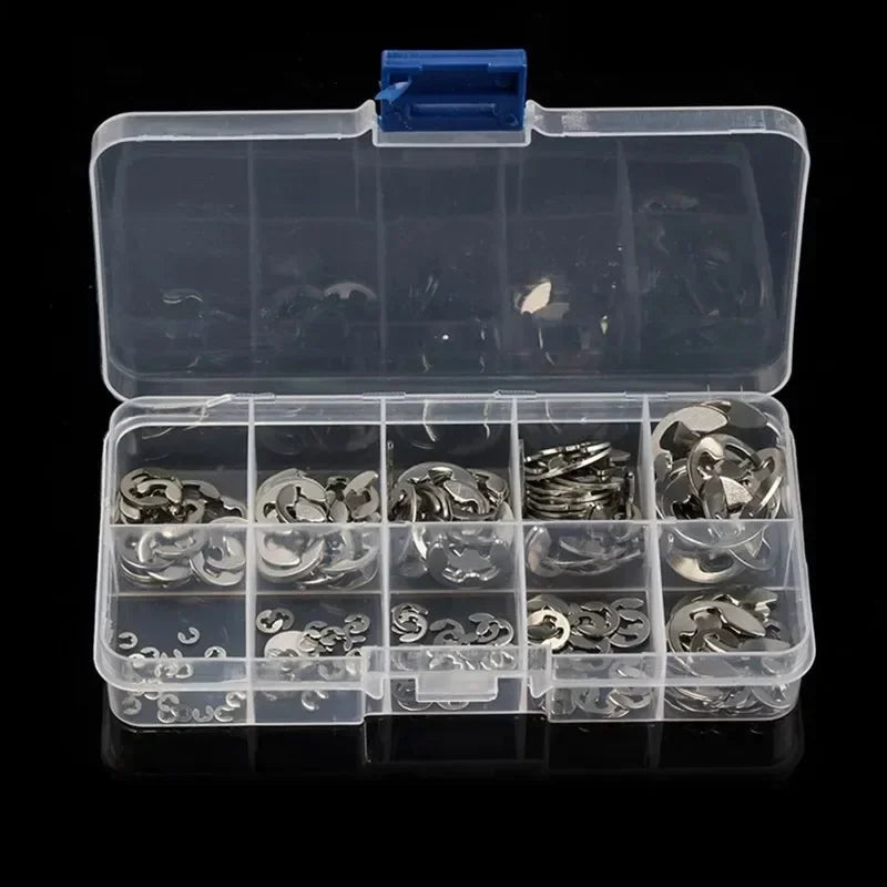Kit de anillos de retención E de acero inoxidable, 120/240 piezas, 1.5-10 mm