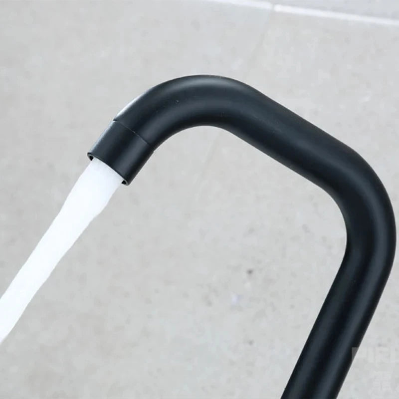 Black Nickel Bathroom Basin Faucet 304 Stainless Steel Hot Cold Wash Mixer Crane Tap 360 Rotation Sink Faucets Single Handle 