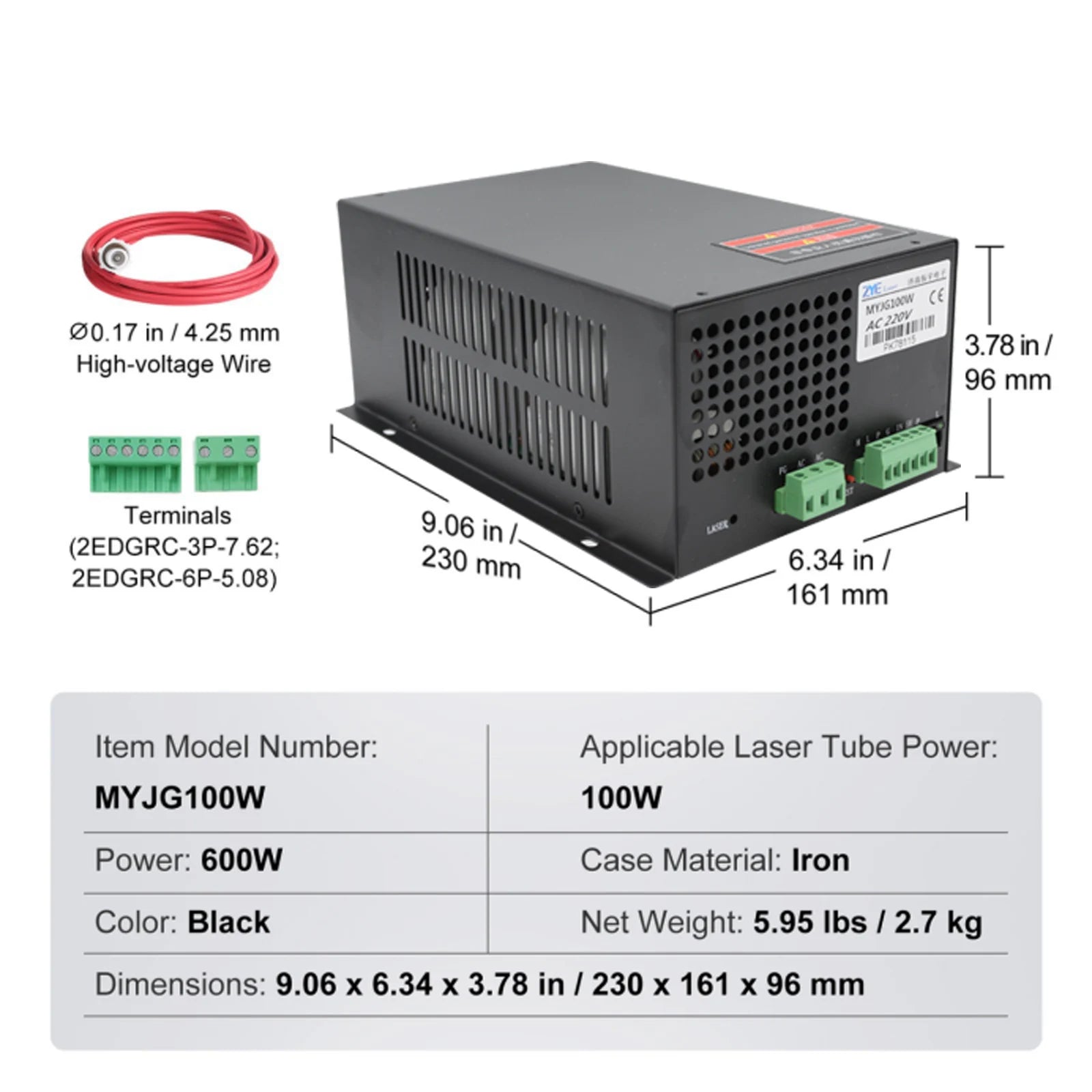 CO2 laserová trubice pro gravírovací a řezací stroje 40W–130W