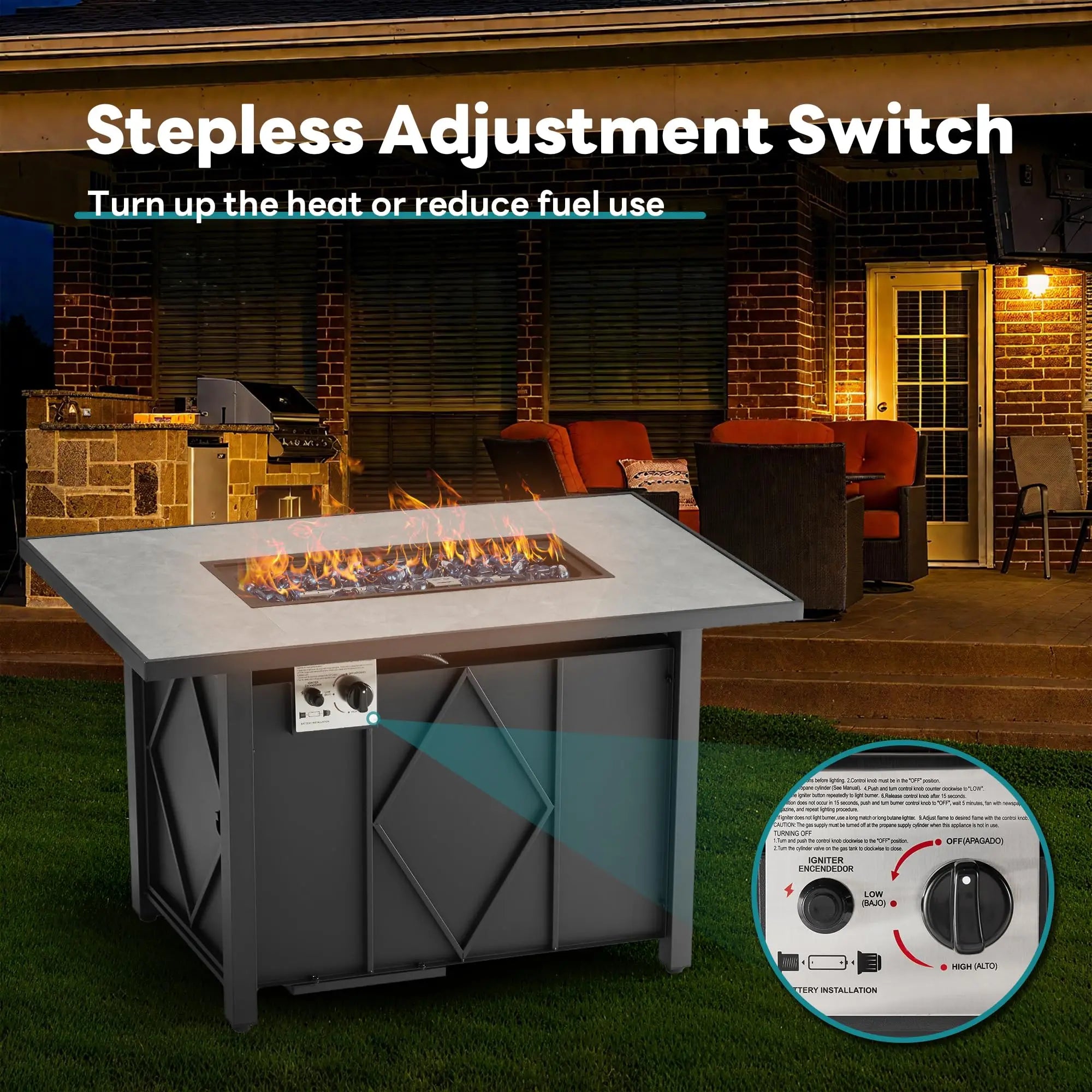 43-Inch Propane Fire Pit Table 50,000 BTU Outdoor Patio Heater