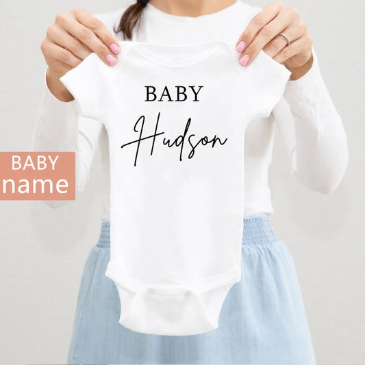 Personalized Name Baby Bodysuit Custom Name Newborn Cute Clothes Toddler Summer Short Sleeve Jumpsuit Unisex Infant Shower Gift