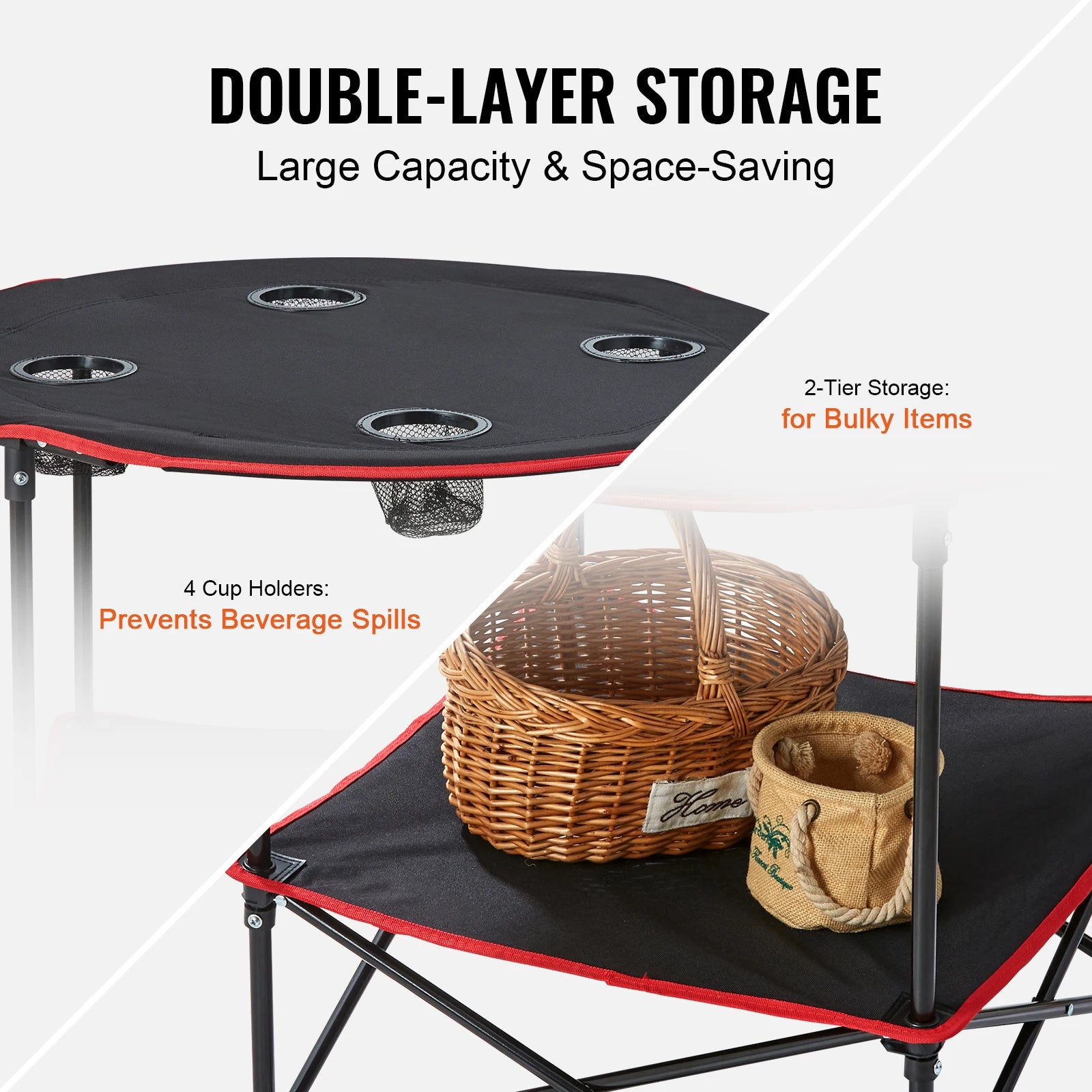 Folding Camping Table with Storage Shelf Lightweight 3.1lb Outdoor Table