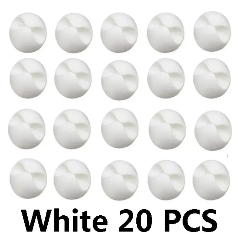 20PCS Cable Clip Winder Organizer Round Charger Cord Clips Desk Tidy Management Wire Adhesive Holder Clamp in Home Office Car 