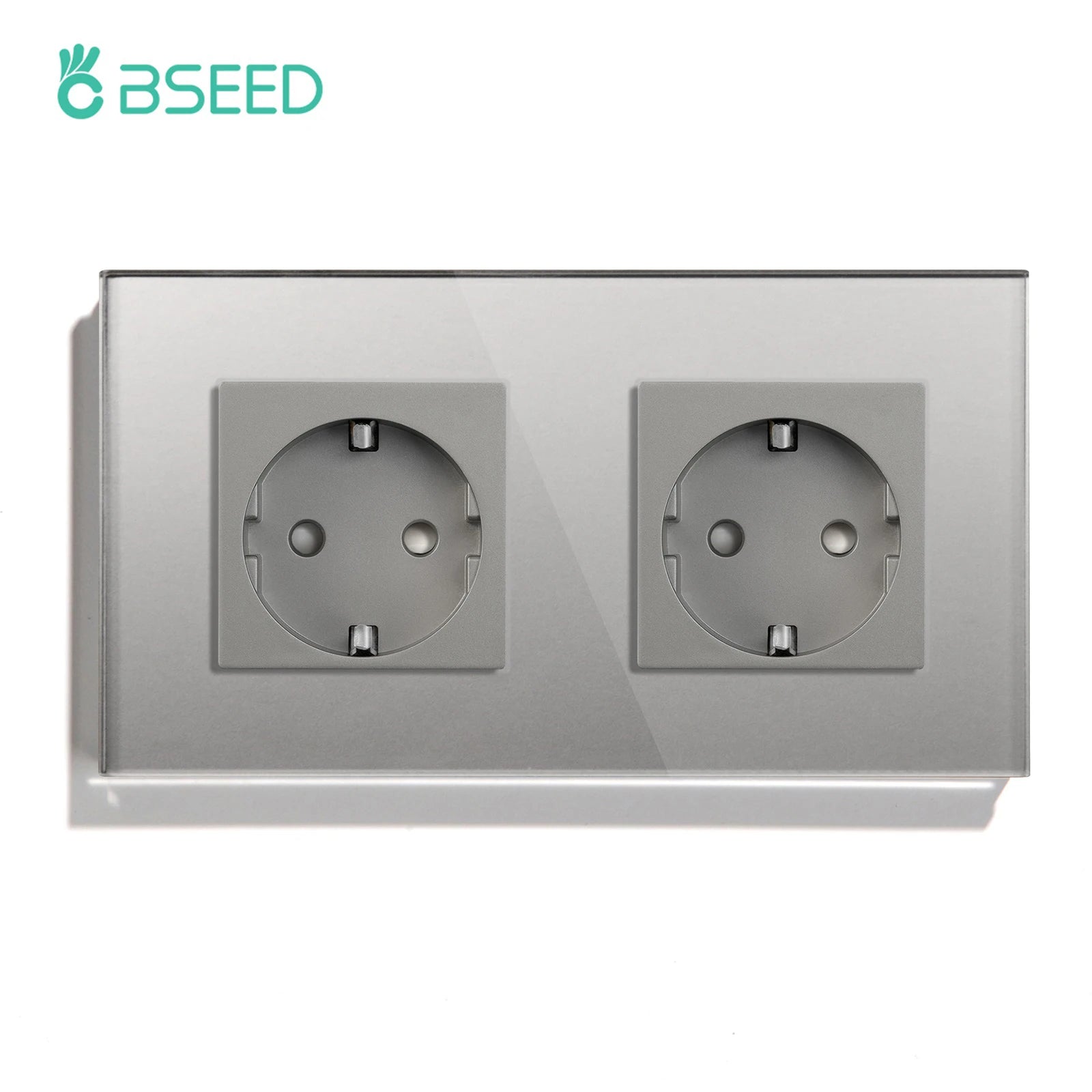 BSEED EU Standard Wall Electrical Sockets Type-C Outlets Wall Power Socket USB Charge Port Glass Panel Kids Protection 16A 