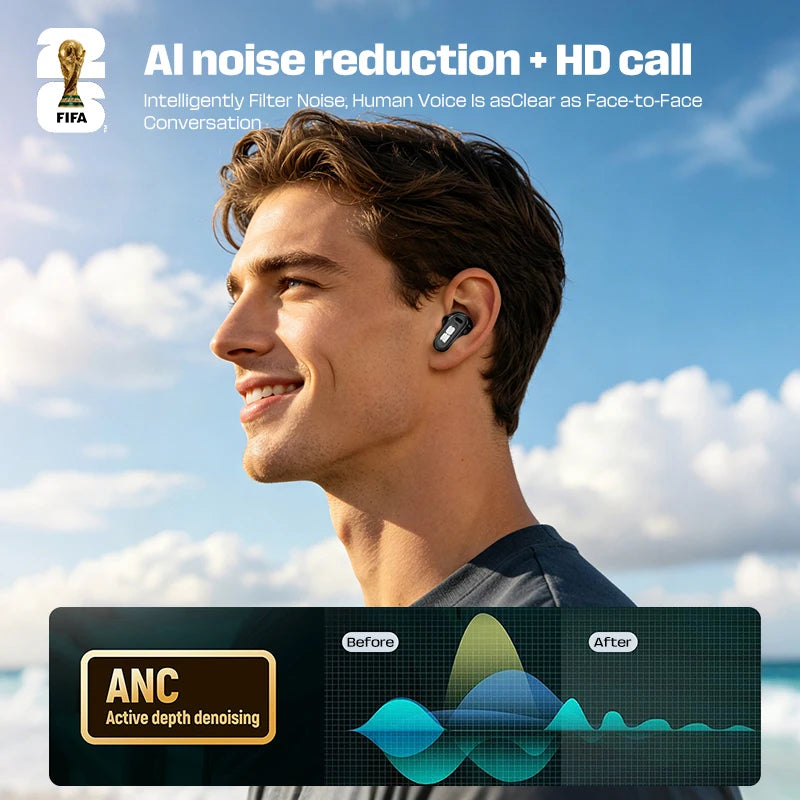 FIFA-F26E01 TWS Wireless Earbuds Bluetooth 6.0 ENC Noise Cancelling 42H Battery IPX5 Waterproof 30ms Low Latency HiFi Stereo Gaming Headphones with Mic