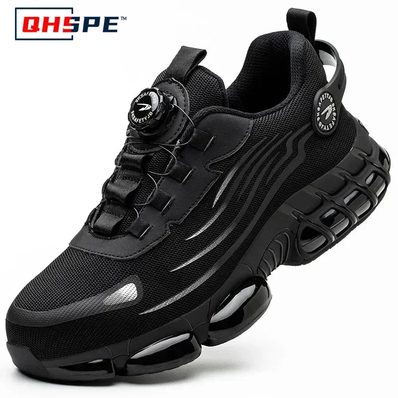 Rotating Button New Safety Shoes Men Anti-smash Anti-puncture Work Shoes Fashion Men Sport Shoes Security Protective Boots Men 