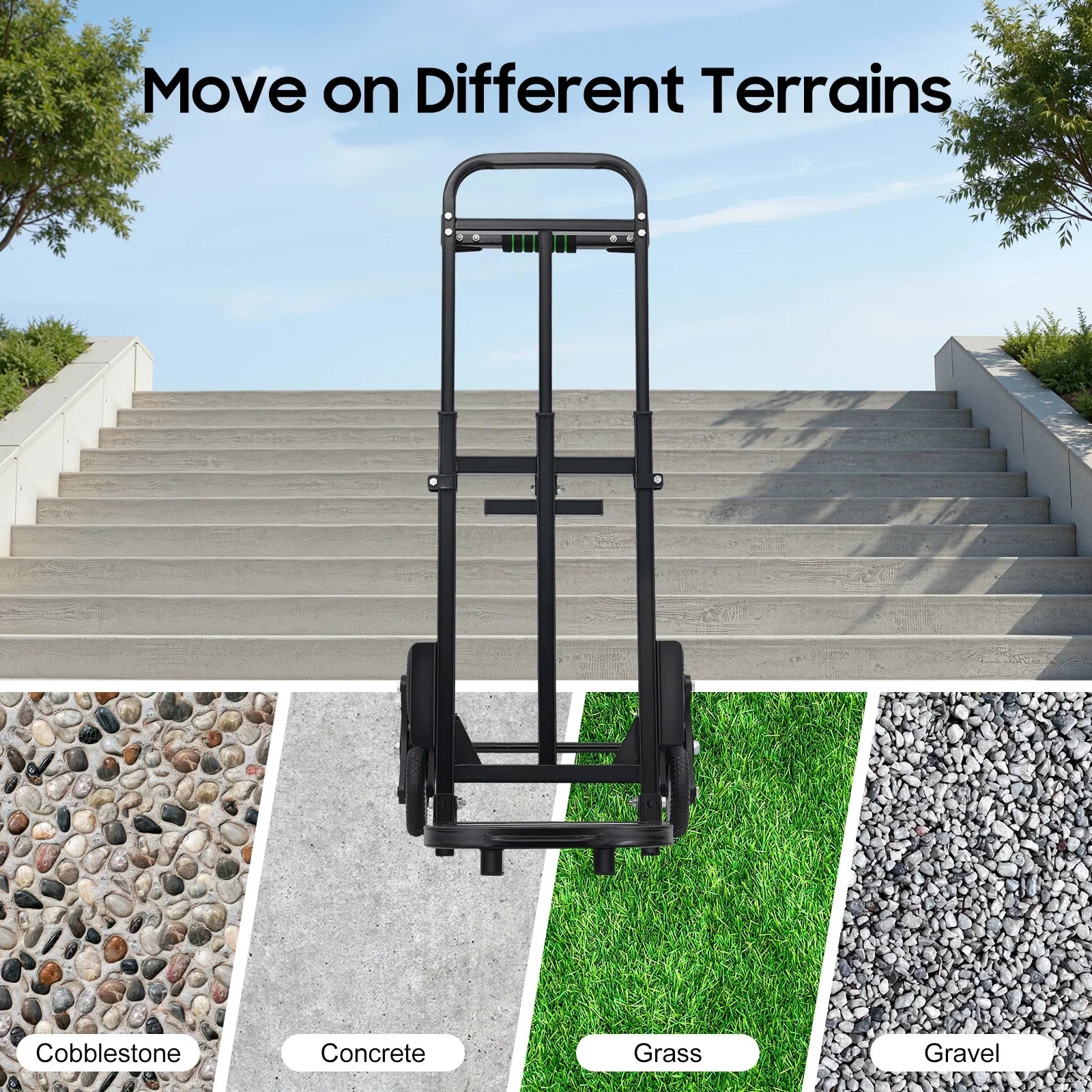 Stair Climbing Cart 460 lbs Folding Trolley with 6 Wheels