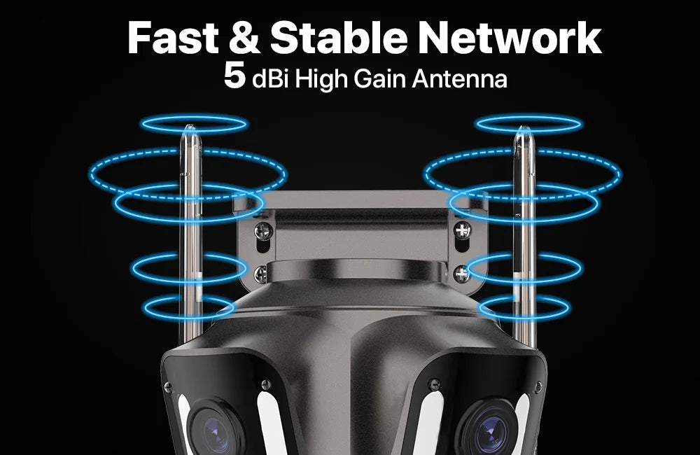 Three Screen WiFi IP Camera Outdoor 4K Dual Lens PTZ Security Camera