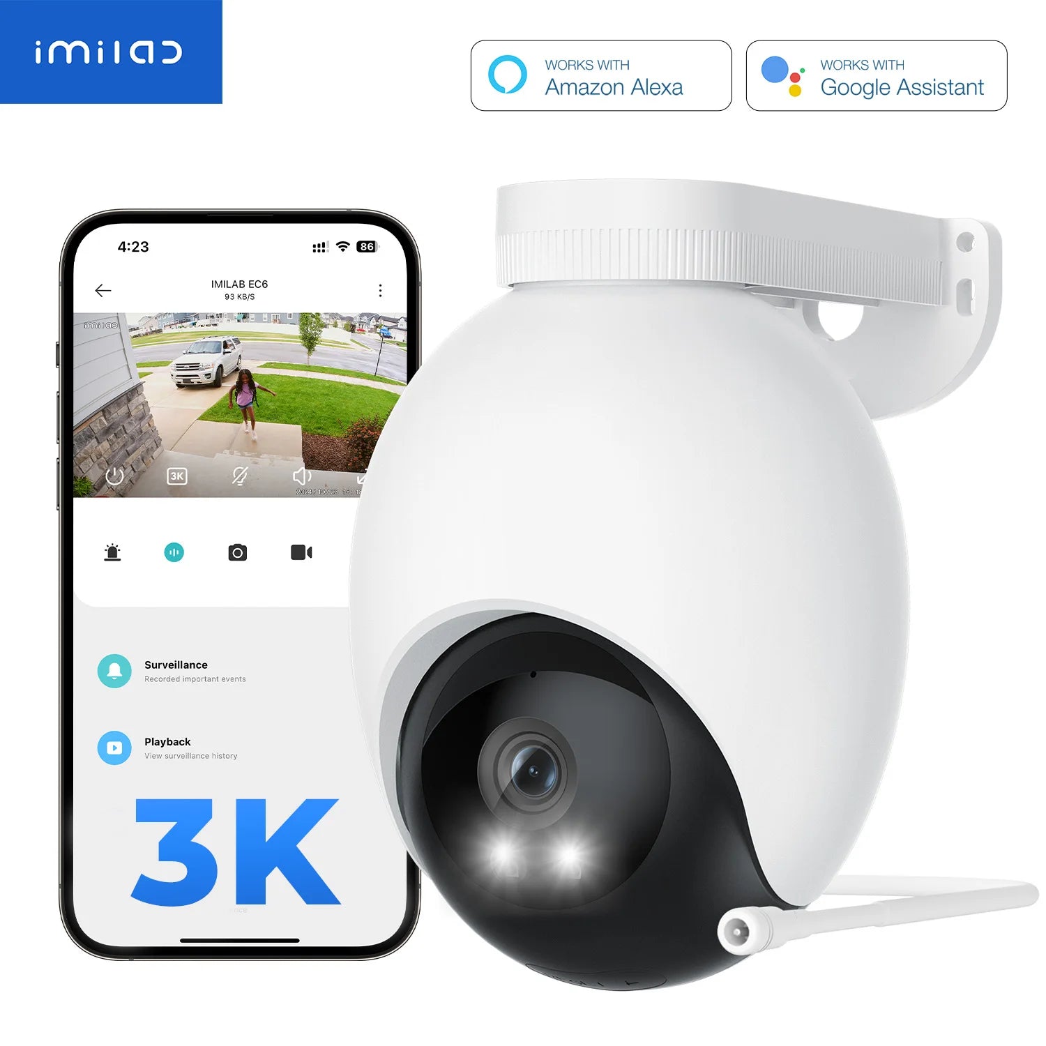 IMILAB EC6 3K Outdoor WiFi Security Camera with 360° Tracking