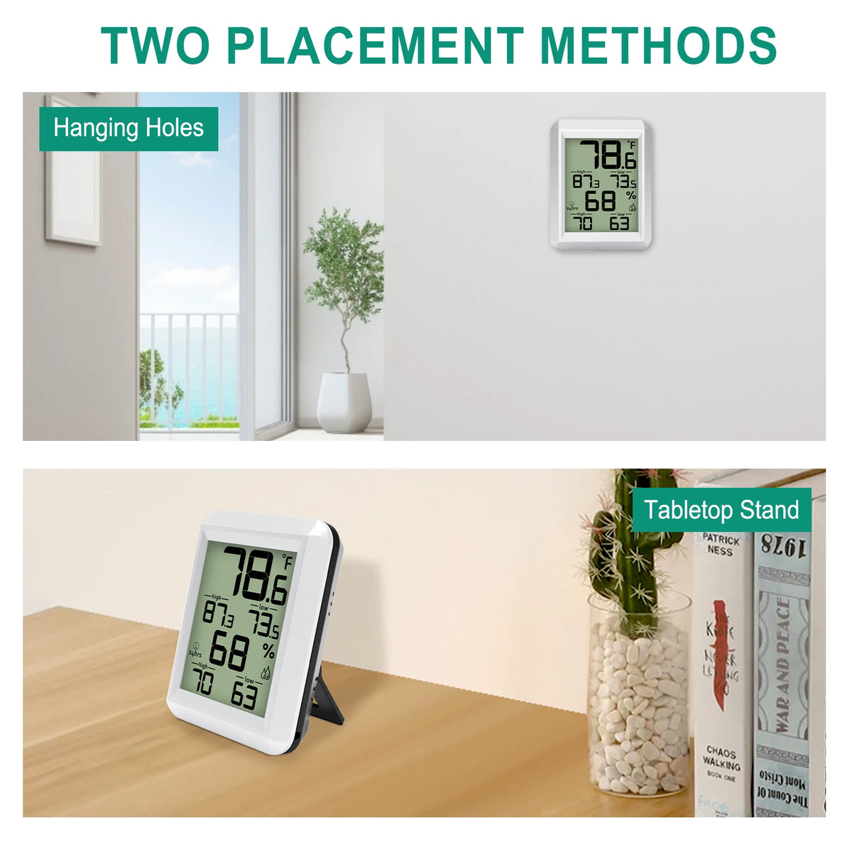 Backlit Indoor Temperature and Humidity Monitor