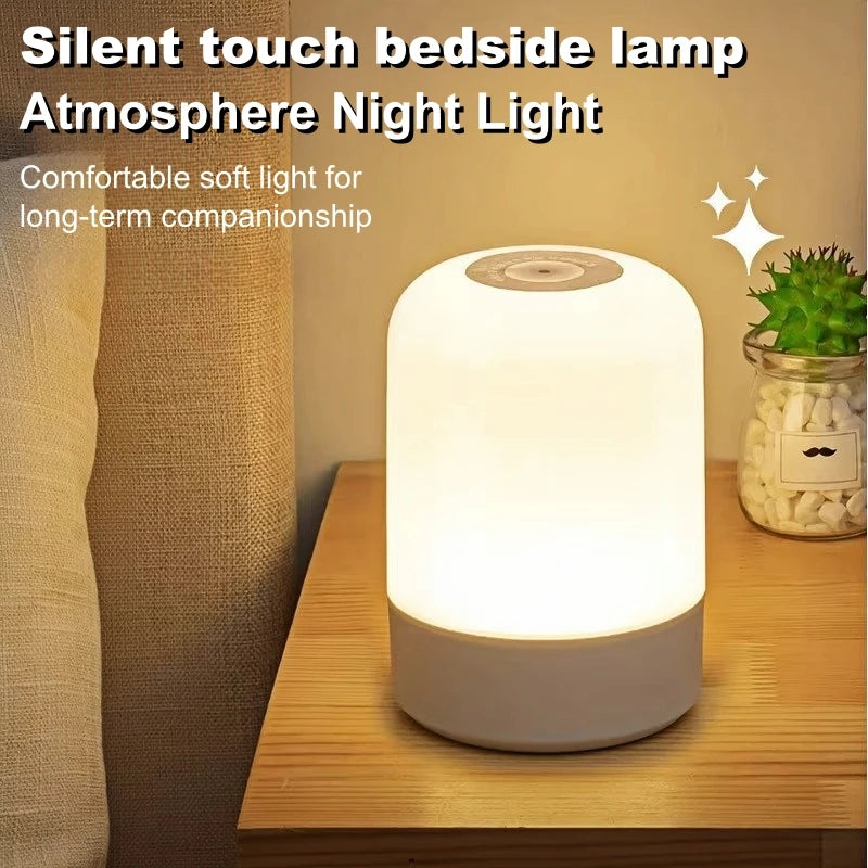 Candeeiro de mesa de cabeceira LED regulável por toque e alimentado por USB