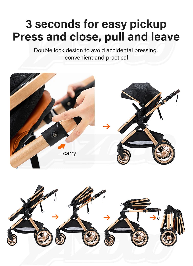3‑in‑1 Luxury Baby Stroller Travel System