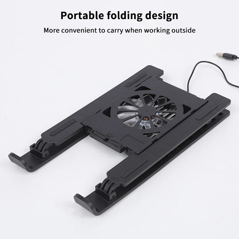 Base Refrigerante para Laptop, Soporte Plegable, Almohadilla de Enfriamiento Portátil para Notebook, Soporte Elevador con 1 Ventilador de Enfriamiento