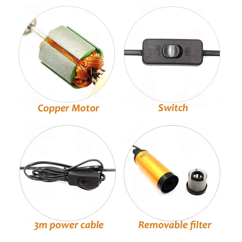 Pompa di trasferimento liquidi compatta a 12V - 38 o 51 mm
