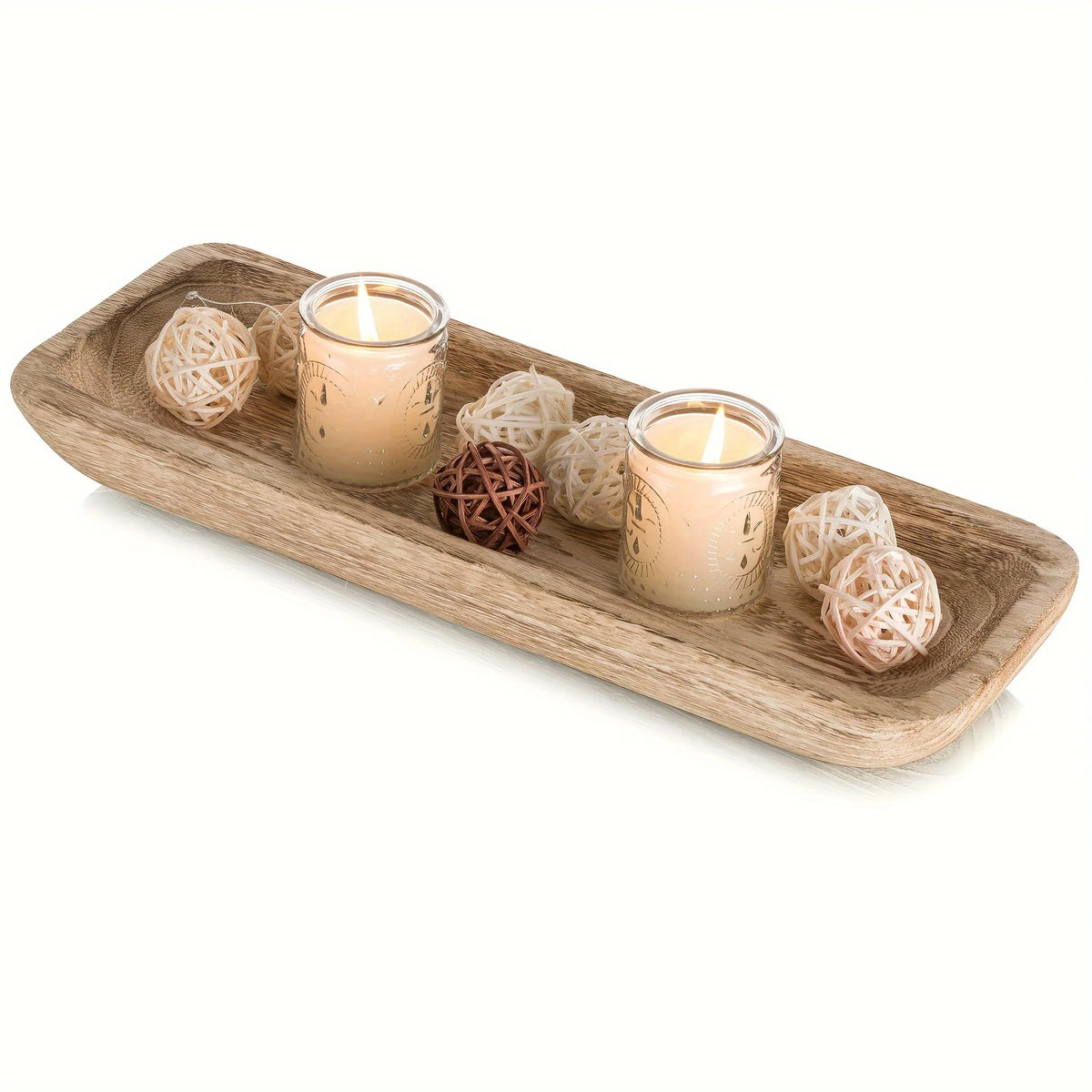 Long Wooden Decorative Tray, 16-Inch Format