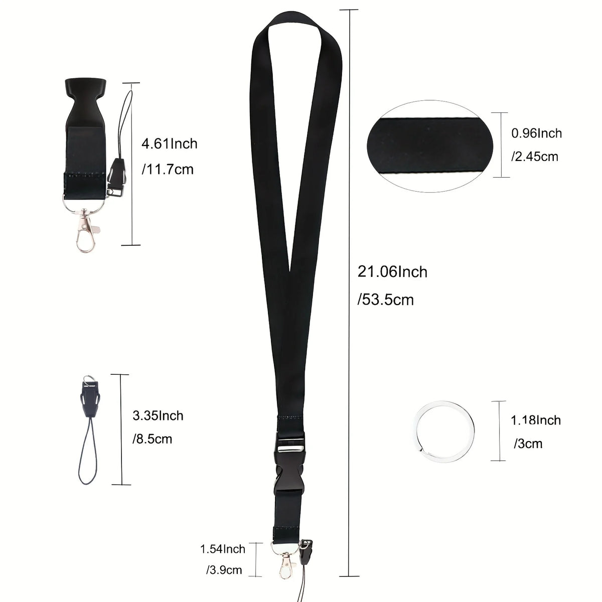 Náväzec na mobilný telefón módny čierny krk popruh kľúčenka náväzec držiteľ karty ID kľúče balónik telefón strap keyring doplnky