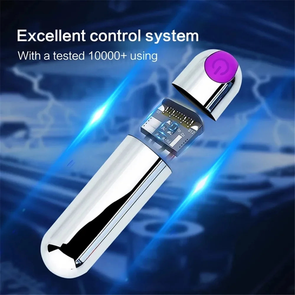 10-växlad USB-uppladdningsbar mini bullet-vibrator med vattentät design