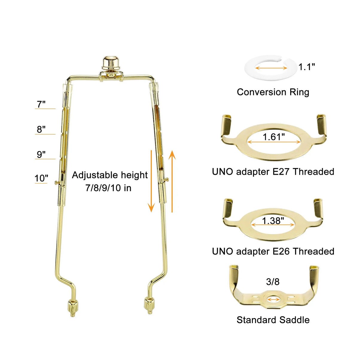 Adjustable Lamp Shade Harp Kit, 7-10 Inches