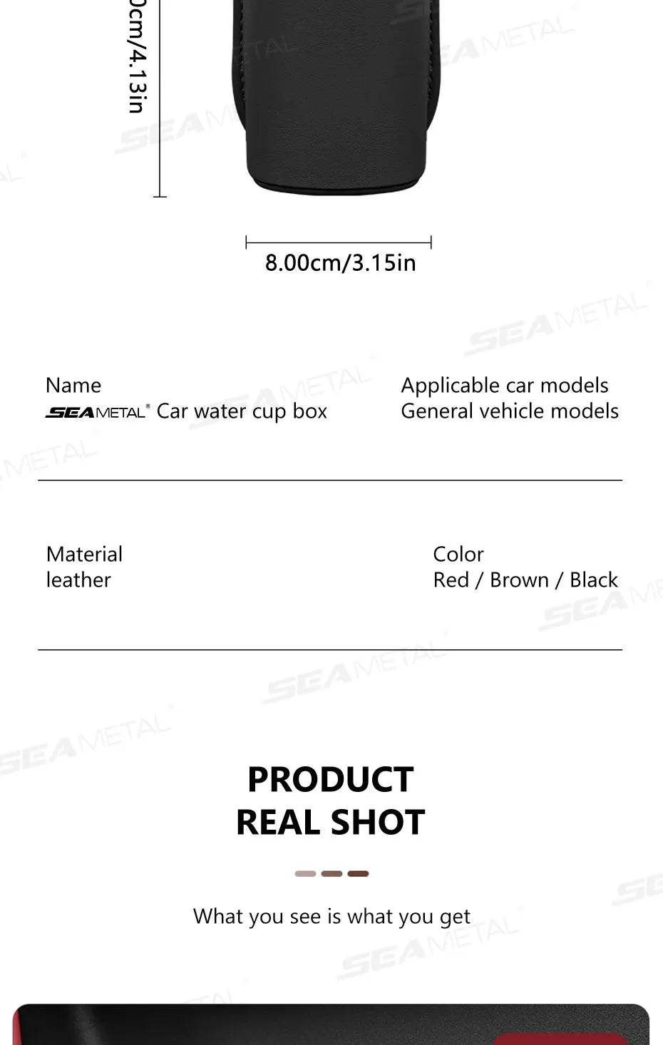 SEAMETAL Car Side Door Cup Holder Wear-Resistant Waterproof Pu Leather Drink Rack Stable Bottle Holder Universal Car Organizer
