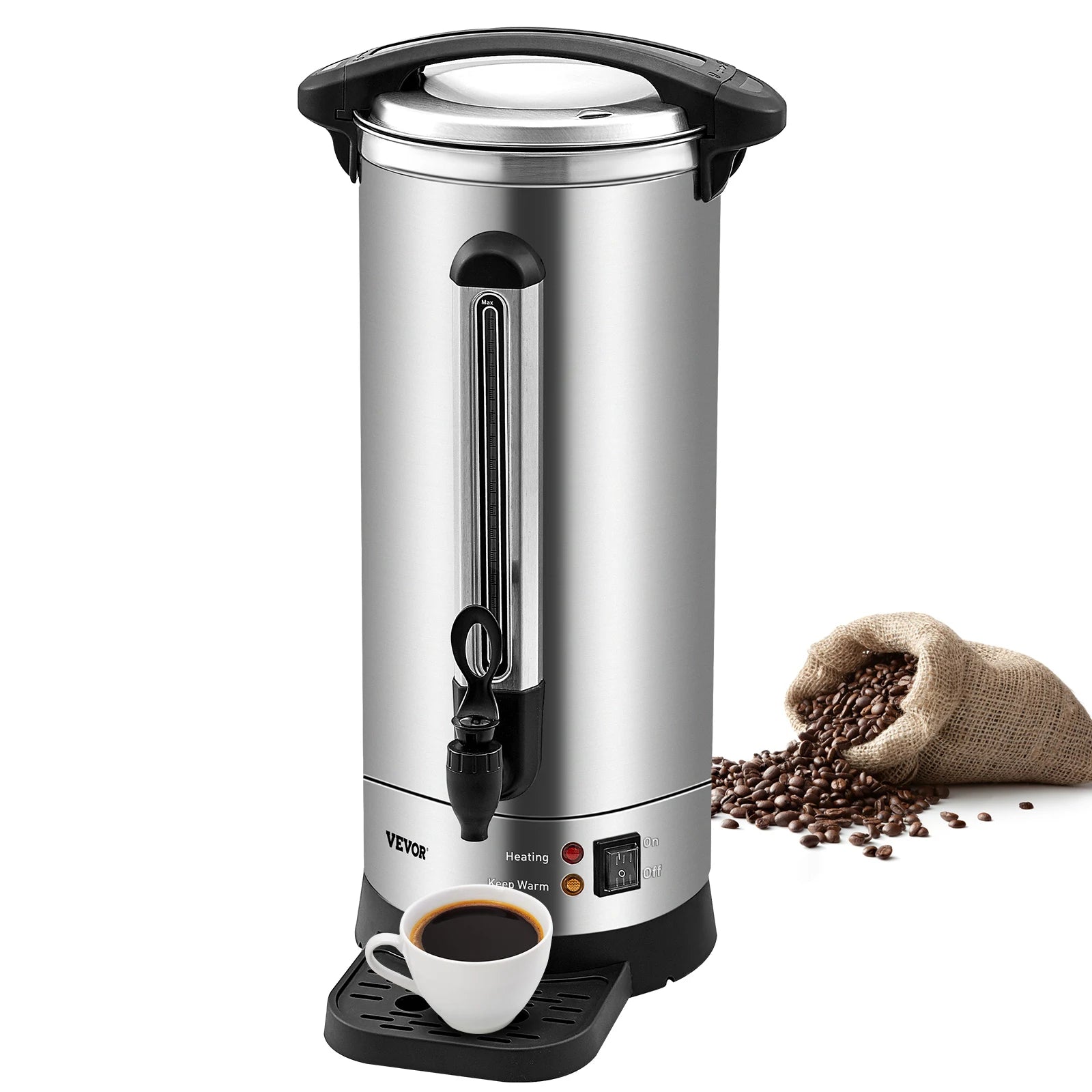 110-koppars kommersiell kaffekanna 16,4L rostfritt stål varm dispenser