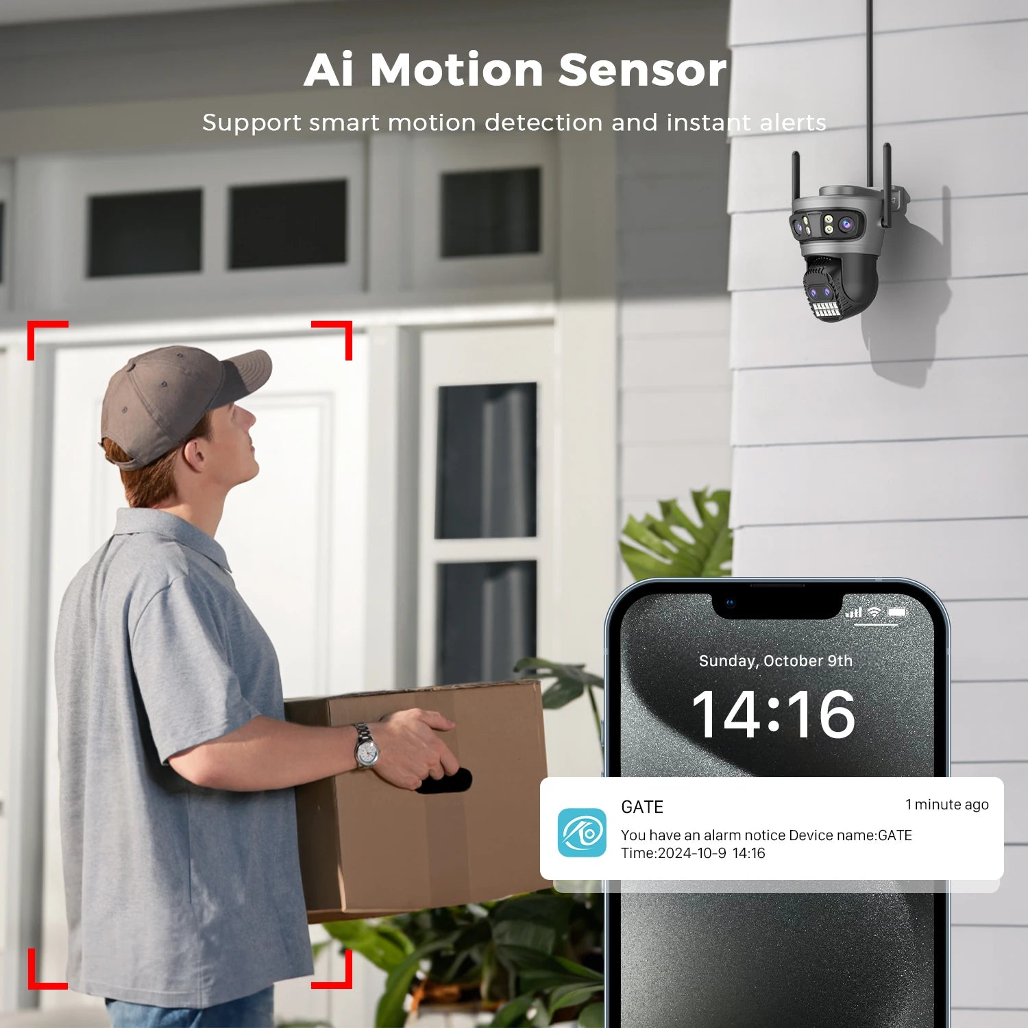 20MP 10K PTZ WiFi biztonsági kamera 4-lencsés 360° automatikus követéssel