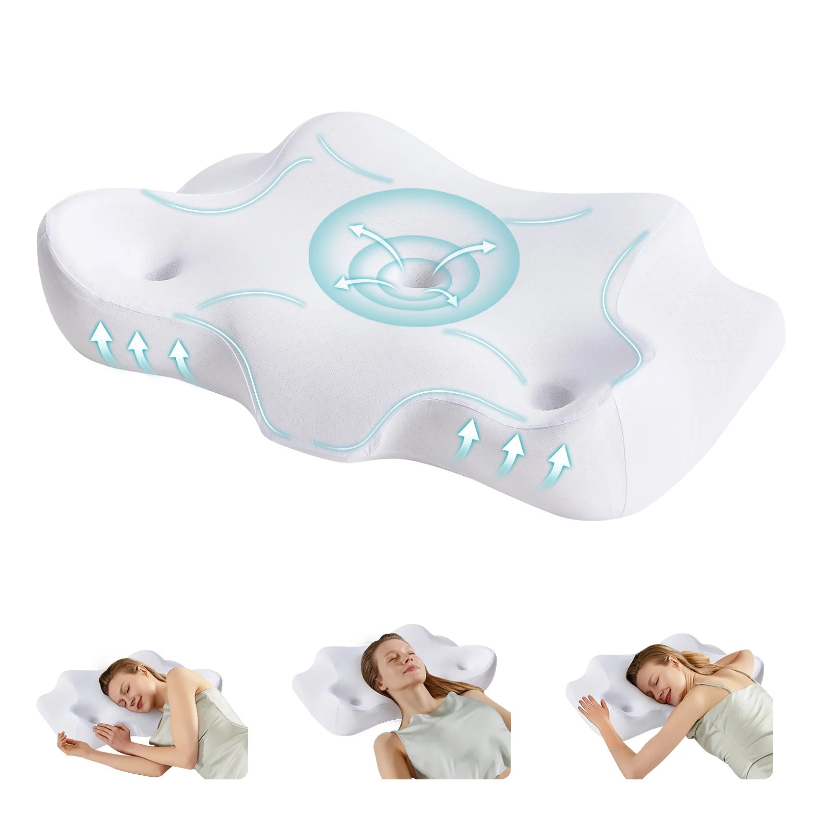Ergonomic Memory Foam Cervical Neck Pillow with Cooling Case