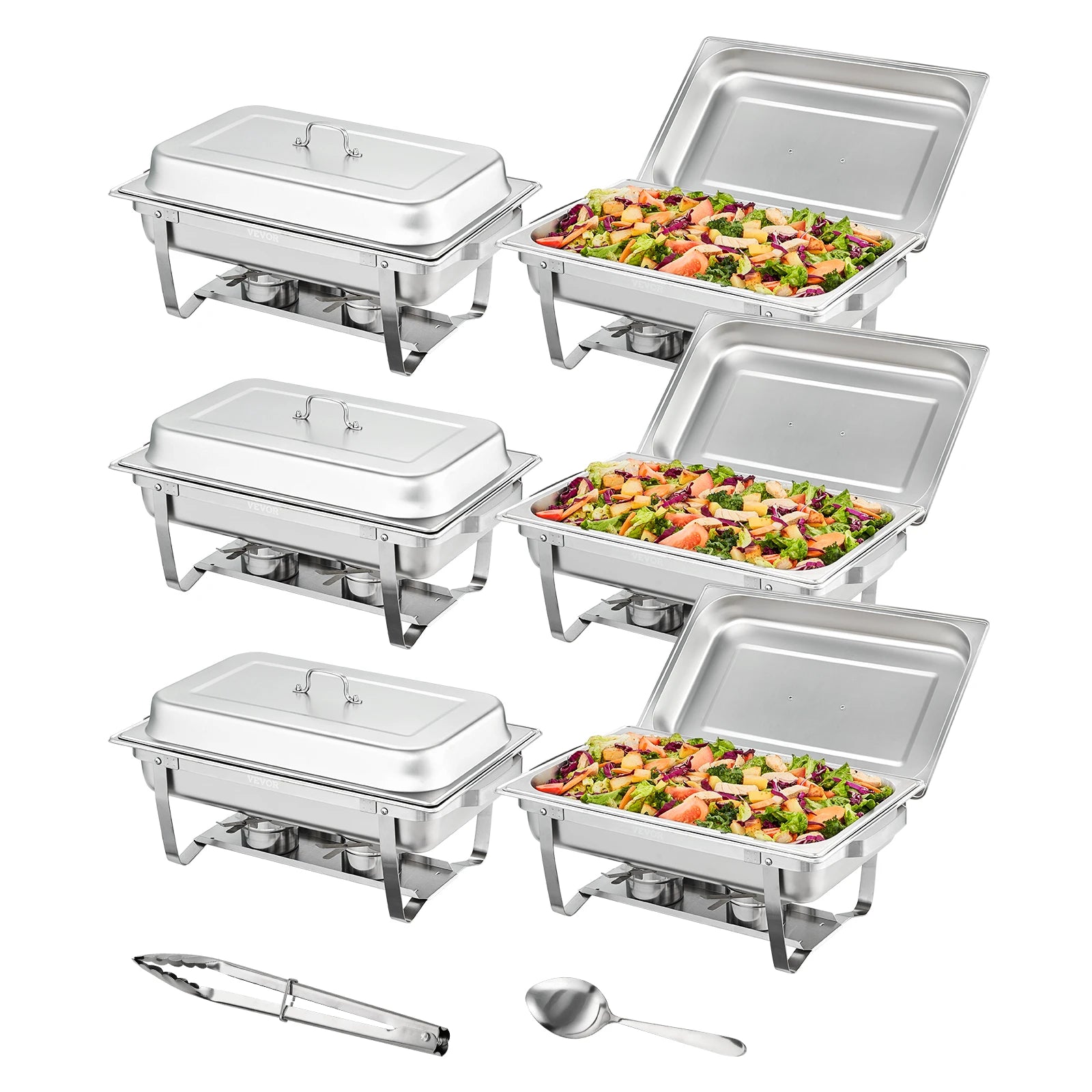 8QT Chafing Dish Buffet Set with Full Pans & Fuel Holders
