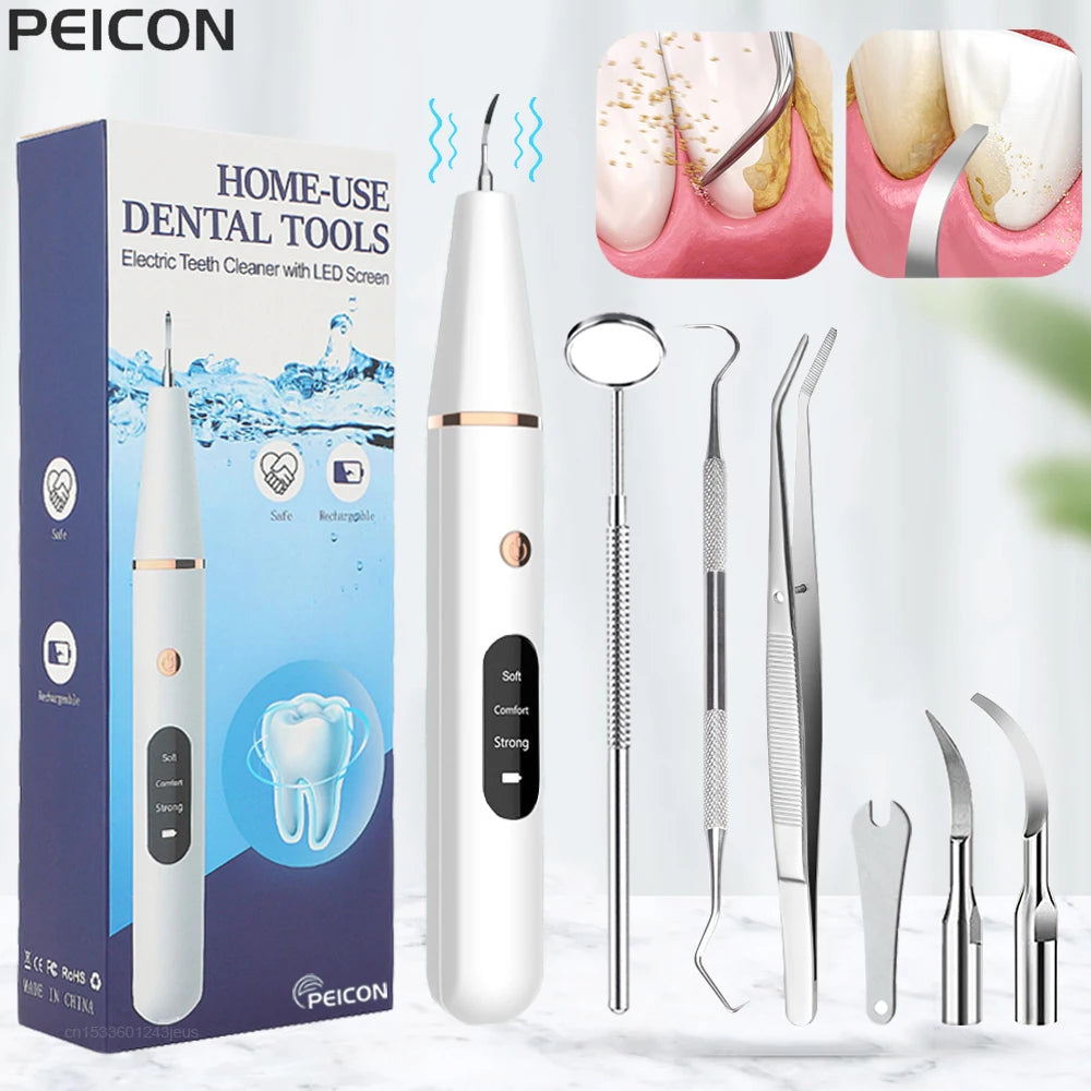 Ultrasonic Dental Scaler For Teeth Tartar Stain Tooth Calculus Remover Electric Sonic Teeth Plaque Cleaner Dental Stone Removal 