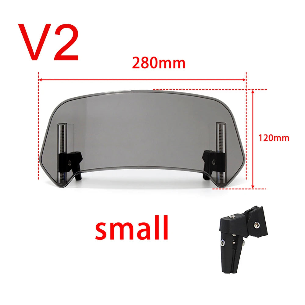 Universal Motorcycle Windshield Extension Adjustable Spoiler Clamp-On Windscreen Deflector For BMW KAWASAKI YAMAHA HONDA SUZUKI 