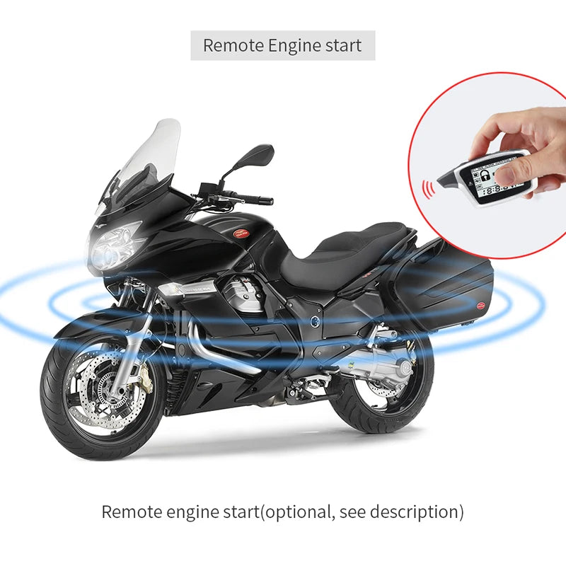 2-Way Motorcycle Alarm System with LCD Pager & Remote Start