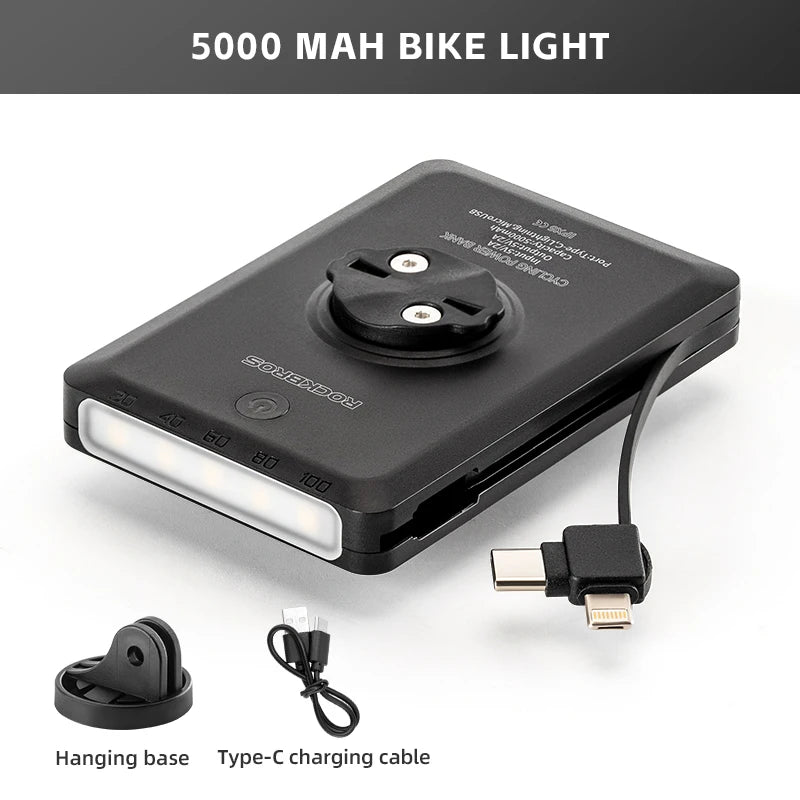 Bicyklové svetlo 5000mAh s digitálnym displejom a IPX6 nepremokavé