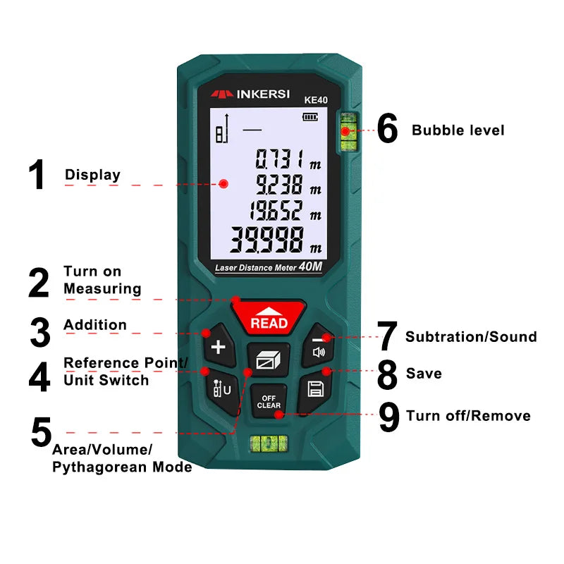 Laser Distance Meter 40M–120M ±2mm Digital Rangefinder Tool