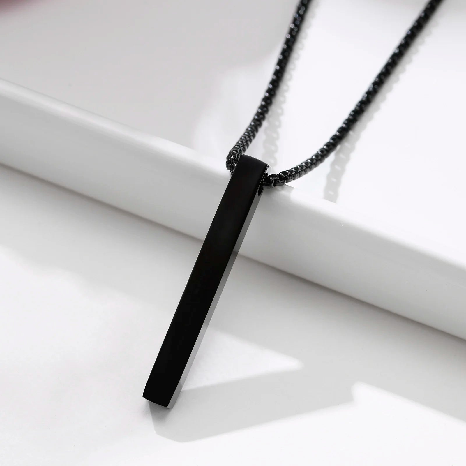 Vnox 5mm Pillar Necklace for Men Women, Stainless Steel 3D Bar Pendant, Minimalist Simple Casual Unisex Neck Collar 