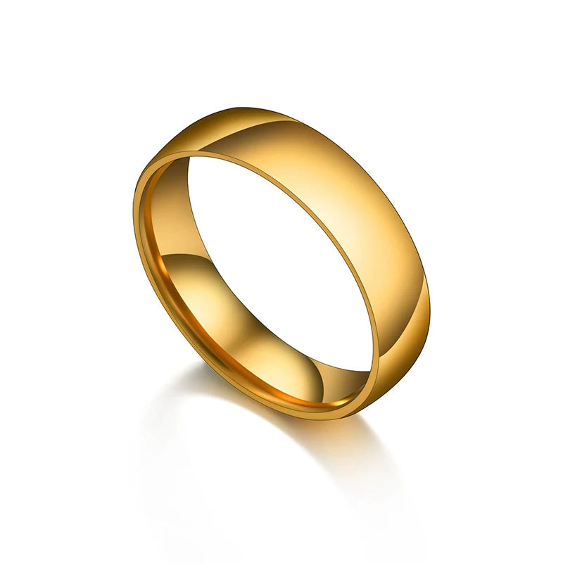 Kissmoon Trendy Stainless Steel High Quality Simple 6MM Men Glossy Ring for Women Couple Weeding Jewelry Banquet Party Gifts 
