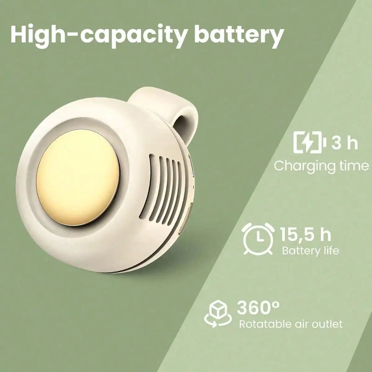 Clip-On Bladeless Fan with 3 Speeds for Hands-Free Cooling