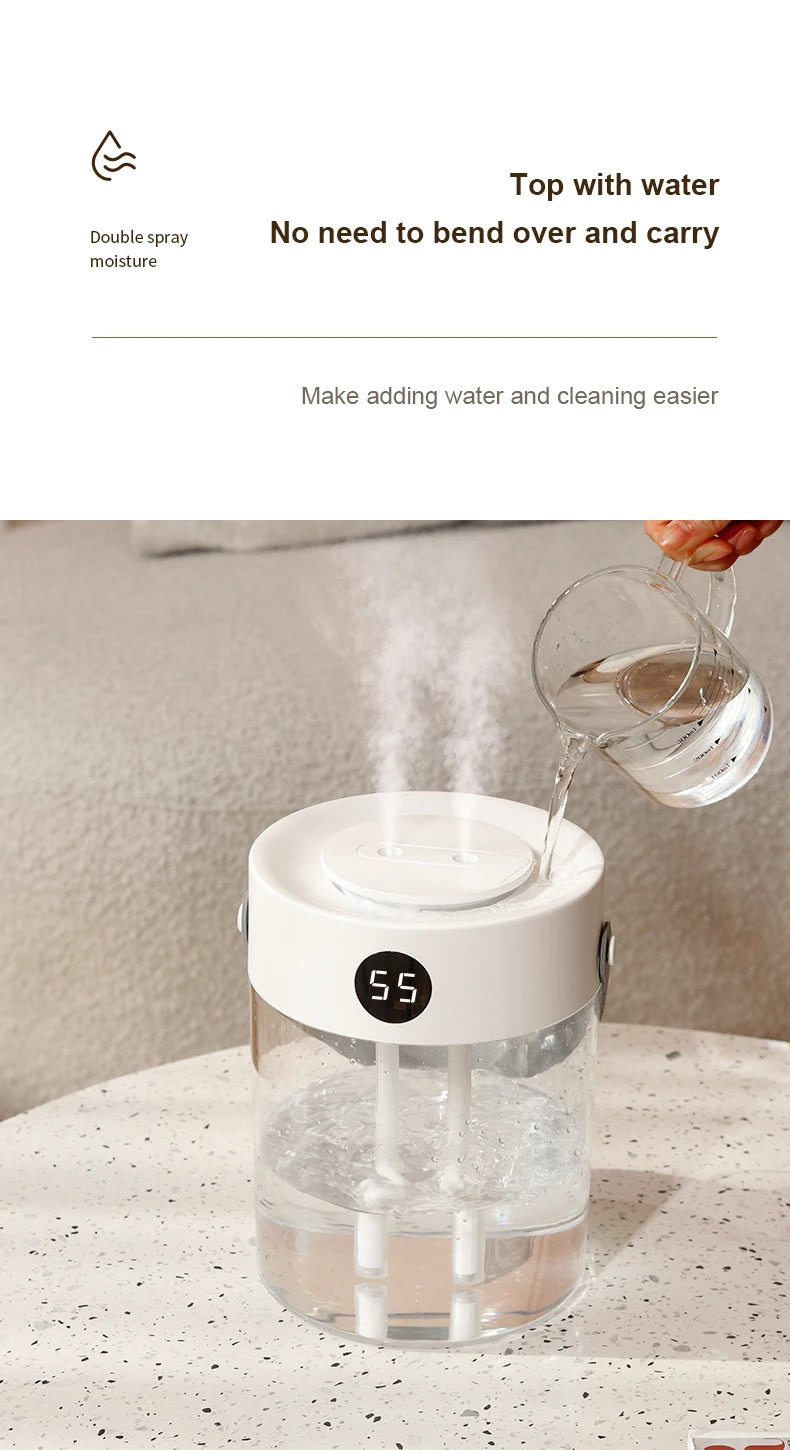 3 L USB Ultrasonic Humidifier with Dual Mist Outlets