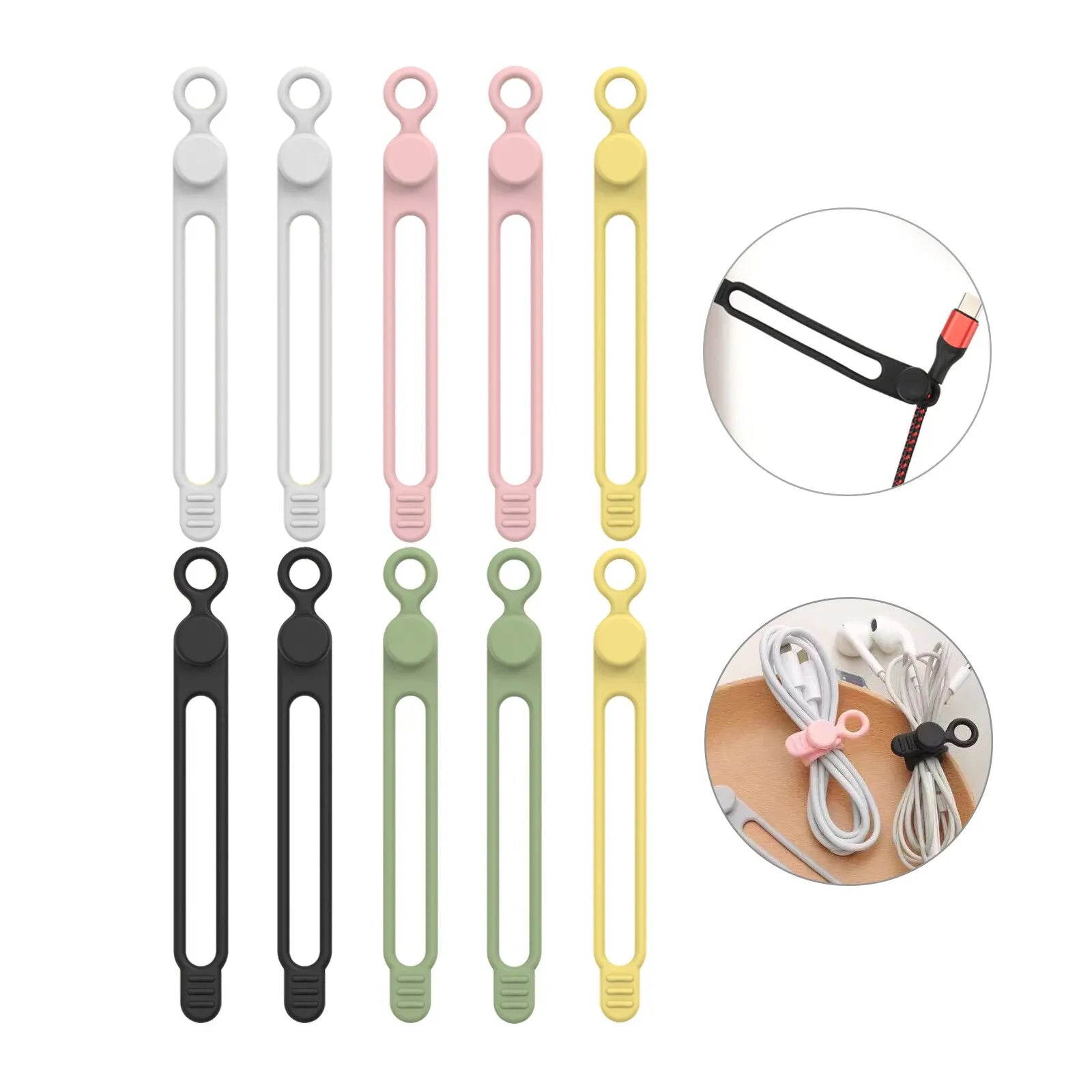 Silicone Cable Ties,Cord Organizer,Cable Straps,Reusable Cord Ties,Travel Cable Organizer ,Cute Elastic Tie, Wire Ties 