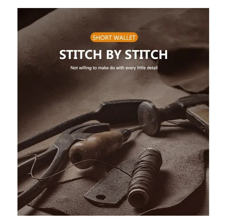 Men's leather short wallet thin wallet foldable minimalist soft leather wallet 