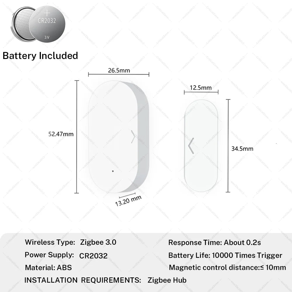 Zigbee 3.0 Contact Sensor Door Sensor Window Sensor Zigbee Hub Required Workwith Home Assistant Yandex Alexa ZHA Zigbee2MQTT HA