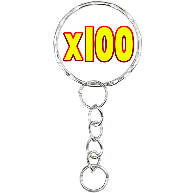 50/200Pcs Stainless Steel Metal Blank Keyring DIY Jewelry Accessories Metal Keychain Ring Hang Chain Car Doll Pendant Hang Chains