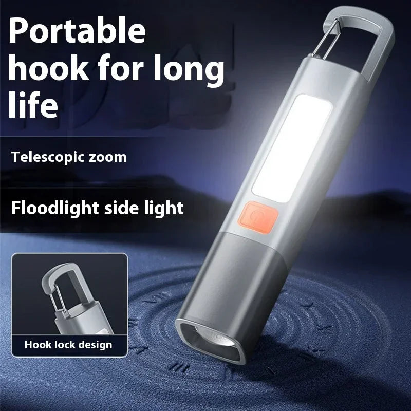 0307 Rechargeable Zoom Torch with COB Side Lamp, 1 or 2 Pack