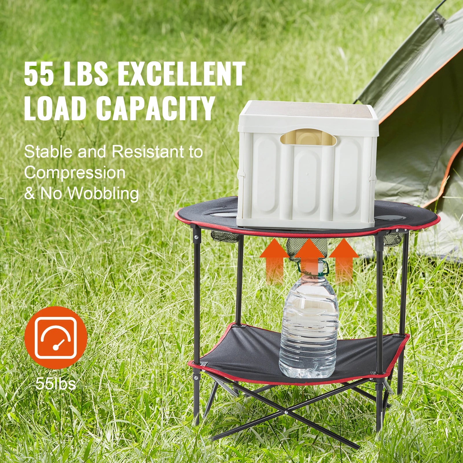 Folding Camping Table with Storage Shelf Lightweight 3.1lb Outdoor Table